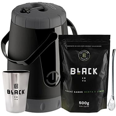 Imagem de Kit Tereré Black Erva Garrafa Lisa Cuia Erva Menta E Limão