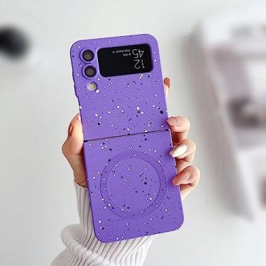 Imagem de Capa macia de TPU de carregamento sem fio magnético metálico para Samsung Galaxy Z Flip 3 4 5G Flip4 Flip3 Case, roxo, para Z Flip 4