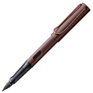 Imagem de Lamy Lx Caneta-tinteiro elegante 090 feita de alumínio claro em marrom com acabamento de metal precioso e ponta de aço PVD preto brilhante, inclui cartucho de tinta T 25,4 cm azul e embalagem de