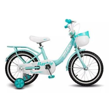 Imagem de Bicicleta Infantil Maxbike Barbie Aro 16 Com Rodinhas Cor Verde/Branco
