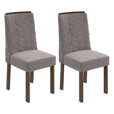 Imagem de Conjunto 2 Cadeiras Astrid Imbuia/Veludo Capuccino - Móveis Lopas