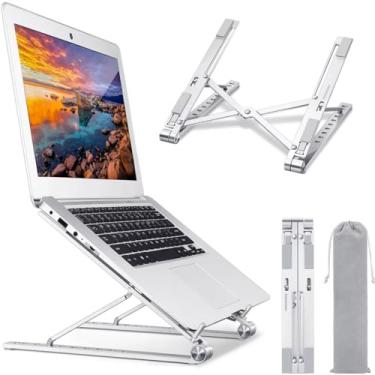 Imagem de Genérico Suporte Ajustável de Alumínio para Notebook com Ângulo Ajustável e Dobrável, Compatível com Macbook, Ipad, Hp, Dell, Lenovo 10-17 Polegadas