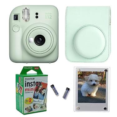 Imagem de Fujifilm Câmera instantânea Instax Mini 12 + capa protetora com design profissional e molduras magnéticas Lucite, 20 folhas (verde menta)