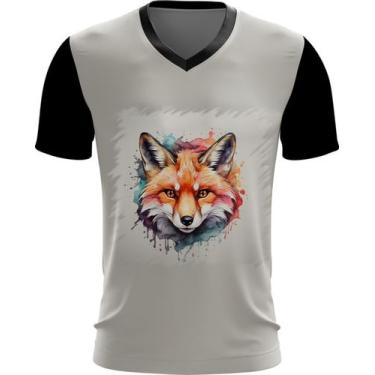 Imagem de Camiseta Gola V Raposa Fox Ilustrada Abstrata Cromática 1 - Kasubeck S