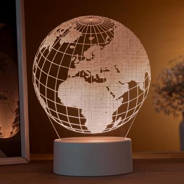 Imagem de Luminária led 3d, abajur de mesa, globo terrestre 3D