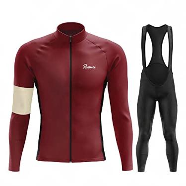 Imagem de Conjunto de camisa de ciclismo inverno masculino lã térmica MTB roupas de bicicleta quentes roupas de bicicleta equipe outono esportes ao ar livre, vermelho, PP (160 cm/53 kg)