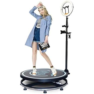 Imagem de 2024 Nova cabine fotográfica 360 para festas e casamentos Máquina automática de cabine fotográfica para locação, embalagem de caixa de voo, 115 cm