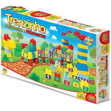 Imagem de GGB Plast Brinquedo Educativo Trenzinho Alfabeto e Números 128 Peças