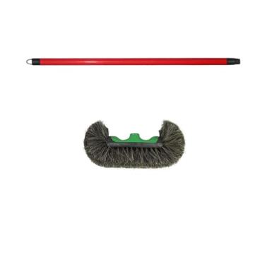 Imagem de 1 Vassoura De Pelo Natural Macia Crina Bola Bolota Pisos Delicados 33cm Com Cabo