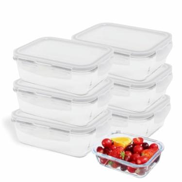 Imagem de Kit 6 Pote De Vidro Hermético Retangular 640 ml Marmita Com Tampa 4 Travas BPA FREE Organizador de Alimentos " Micro-ondas, Lava Louças, Freezer, Forno, Marmita Fitness "