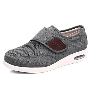 Imagem de Chinelos para diabéticos de verão primavera, sapatos masculinos e femininos para caminhar com os pés inchados, sapatos de edema ajustáveis (Color : Gray, Size : 48 EU)