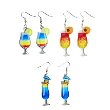 Imagem de Bohemia Conjunto de brincos de garrafa de acrílico de praia para mulheres, Dia dos Namorados, Taça de vinho de tequila, miniatura, barman, coquetel, bebida, garrafa, pingente, pingente, brincos,