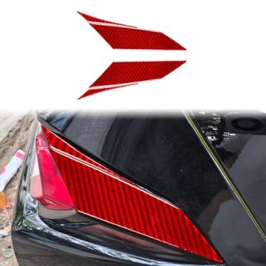 Imagem de 4 peças de acabamento lateral de lanterna traseira esquerda e direita, cor preta e vermelha, decoração de fibra de carbono compatível com Chevrolet Corvette C8 2020-2024, acessórios para carro(Red Car