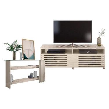 Imagem de Rack Bancada Com Aparador Frizz Cross Calacata Off White - Madetec