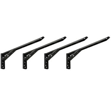 Imagem de Kit 02 Pares Suporte Para Mesa Dobrável Retrátil 30 cm H02 Mão Francesa Preto - Lyam