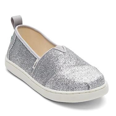 Imagem de TOMS Tênis Alpargata, prata iridescente, 5 EUA unissex criança grande, Glitter prateado, 18
