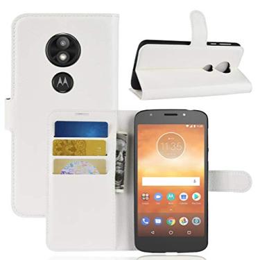 Imagem de NEKOYA Capa para Moto E5 Play, carteira flip de couro PU premium com compartimento para cartão, suporte e fecho magnético [capa interna de TPU à prova de choque] Compatível com Moto E5 Play Branco