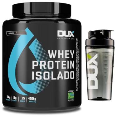 Imagem de Combo Whey Protein Isolado Dux Nutrition 450g + Coqueteleira - Sabor Chocolate