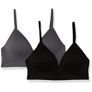 Imagem de Vanity Fair Sutiã sem costura moldado para meninas, pacote com 2, Cinza escuro/preto, 38