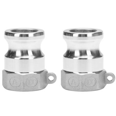 Imagem de DERPIPE Alumínio PartA Camlock Fitting - 2,54 cm macho Cam Lock x 2,54 cm fêmea NPT Tipo A Cam Groove Mangueira adaptador de desconexão rápida (pacote com 2)