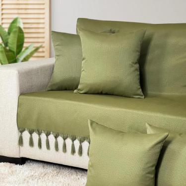 Imagem de Kit Manta Para Sofá Luxo Peseira Com 4 Capas De Almofada Decorativa - 