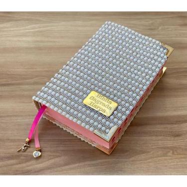 Imagem de Biblia Strass Hip Perola Branca com Pingente - Com harpa e corinhos - 