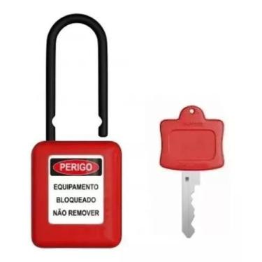 Imagem de Cadeado Bloqueio Nr10 Haste Plastico Vermelho Tagout 38mm