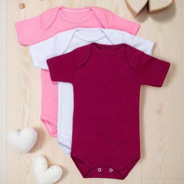 Imagem de Kit Body para Bebê Menina Manga Curta 3 Pçs Básico Colors - Era Uma Ve