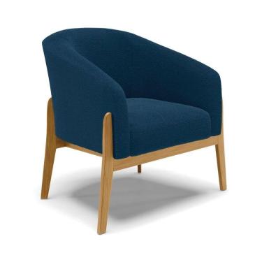 Imagem de Cadeira Sala De Jantar Base De Madeira Stella Bouclê D03 - D\`rossi Cor Azul