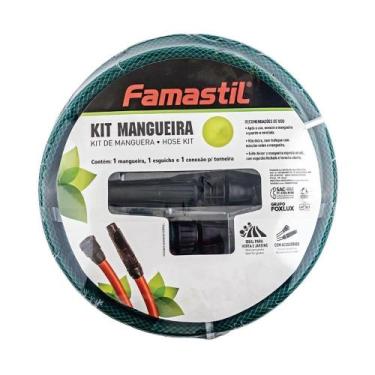 Imagem de Mangueira Jardim Famastil Trançada 7/16x1,5mm Verde com Kit 10m - Foxl