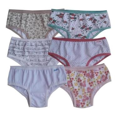 Imagem de Calcinha Ínfantil Algodão 6 unidades Moda Íntima CIV - mizuh, Sortida,
