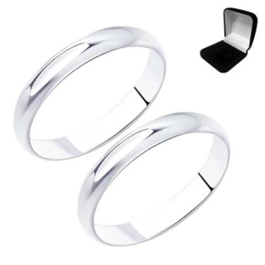 Imagem de Par Alianças 3mm Prata Anatomica Tradicional Abaulada Namorados Presen