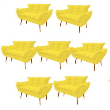 Imagem de Kit 07 Namoradeira  Decorativa  Opala Pés Palito em Madeira 2 Lugares 