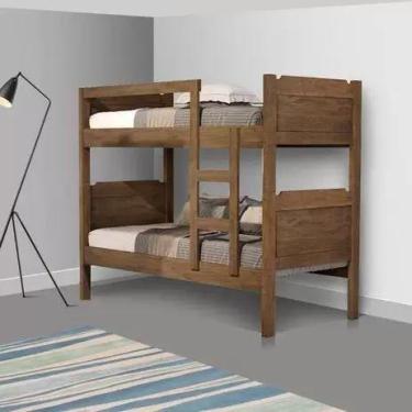 Imagem de Beliche Star Solteiro P/ Quarto Branco/Castanho - LV Móveis, Castanho