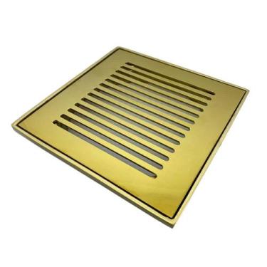 Imagem de Ralo Dourado Grelha Gold com Porta Grelha 15cm Fineza