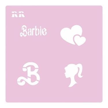 Imagem de Stencil Barbie e Coração Ref. 4076 - 1 unidade - RR Cortadores - Rizzo