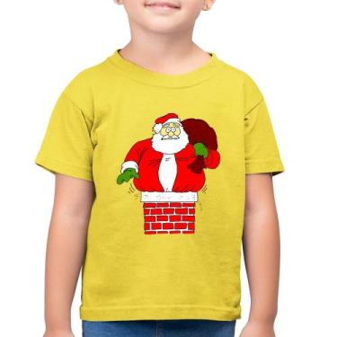 Imagem de Camiseta Algodão Infantil Papai Noel Chaminé - Foca na Moda, Amarelo c