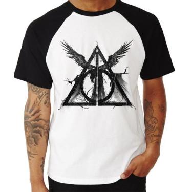Imagem de Camiseta Raglan The Tale of the Three Brothers - Foca na Moda, Branco,