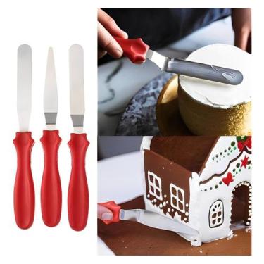 Imagem de Kit 3 Espátulas Resistentes Em Aço Inox Alisador P/ Bolos - ZEM