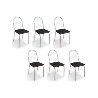 Imagem de Kit 6 Cadeiras de Cozinha Noruega C077 6 Un Cromada/Preto 110 - Kappes