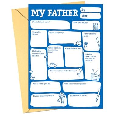 Imagem de FTWMEME Cartão engraçado do Dia dos Pais - Cartão fofo de perguntas e respostas do dia dos pais para o pai, cartão engraçado do dia dos pais para crianças, presentes felizes do dia dos pais da filha,