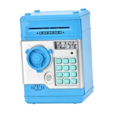 Imagem de menolana Cofrinho eletrônico, caixa de economia, brinquedo, desenvolvimento inicial, código de senha eletrônico educacional, banco de dinheiro para crianças, Azul Claro