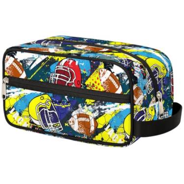 Imagem de BENGRONGAE Bolsa de Higiene Pessoal Shark para Meninos e Homens, Bolsa de Higiene Pessoal de Viagem, Capacete de futebol americano