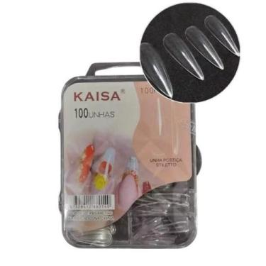 Imagem de Unha postiça realista extra longa stiletto transparente 100un kaisa