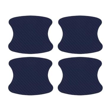 Imagem de TUCKBOLD Ímã do carro maçaneta da porta do carro protetor contra arranhões 90 x 100 mm antiarranhões | Película protetora para maçaneta da porta azul fibra de carbono 4 peças