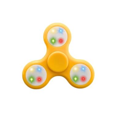 Imagem de Pop It Hand Spinner com LED Giratório - Brinquedo Antiestresse Iluminado Cor Amarela - Diversão e Relaxamento para Todas as Idades