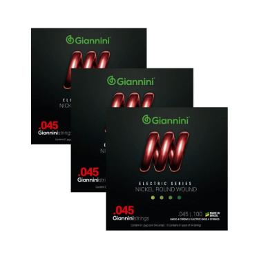 Imagem de Kit 3 Encordoamento Baixo Giannini Electric GEEBRS Nickel 4c 0.045"