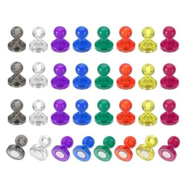 Imagem de PATIKIL 32 pinos de ímãs, 0,8 x 0,6 ímãs fortes de geladeira quadro branco magnético tachinhas decorativas para geladeira Locker calendário escritório, 8 cores