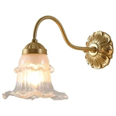 Imagem de Luminária de parede com base de vidro em cobre, luxuosa, com flores, para estudo, corredor, escadas, cozinha, fundo de estudo, cabeceira (formato 2)