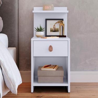 Imagem de Mesa de Cabeceira Compacta com Gaveta puxador Criado Quarto Casal e So